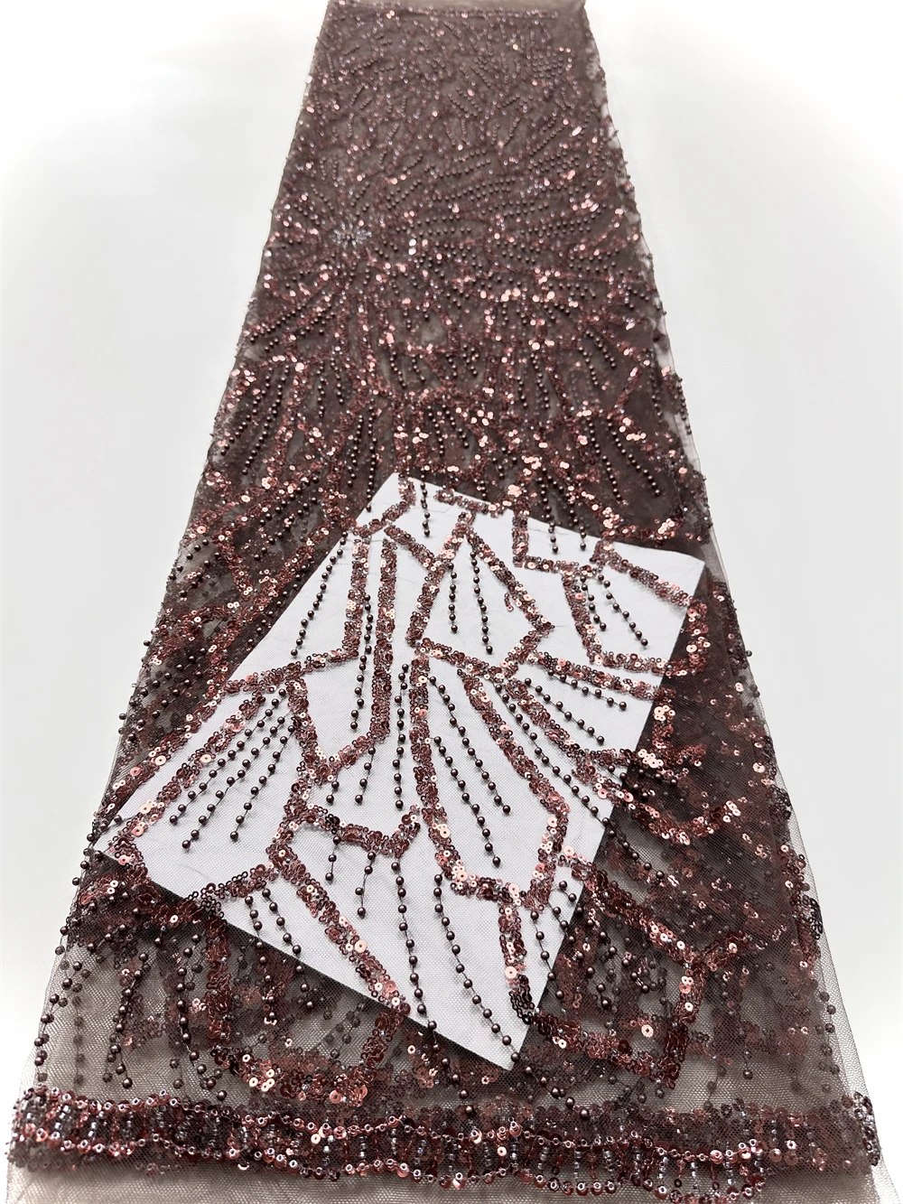 قماش تول شبكي فاخر من الدانتيل الأفريقي النيجيري المطرز مع ترتر وخرز للملابس والديكور المنزلي #5