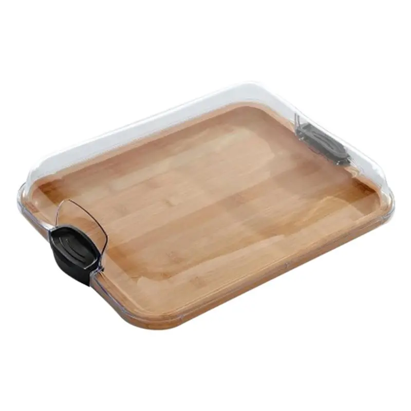 

Aug. Bamboo Cutting Board Set 1 Piece Includes Clear Locking Lid And Black Handles Ideal Perfect For Charcuterie Snacks And Stor