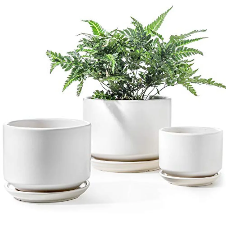 

Ceramic Pots for Plants, 4.3+5.3+6.8 Inch Plant Pots, Set of 3, Planters with Drainage Hole and Saucer, Indoor Flower Pot with