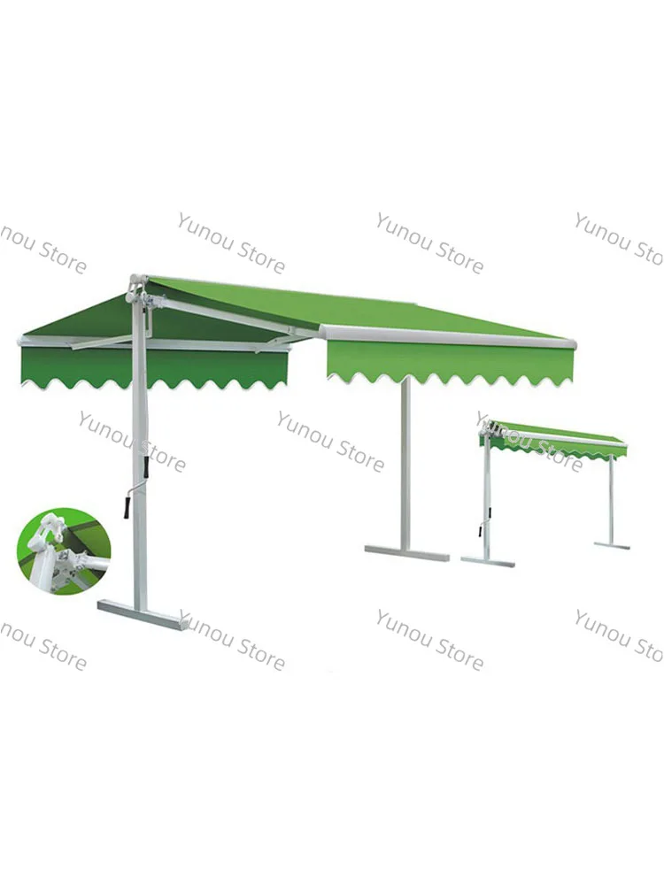 

Double-open Car Awning Butterfly Double-open Retractable Awning Courtyard Balcony Awning with Two Curved Arms Retractable