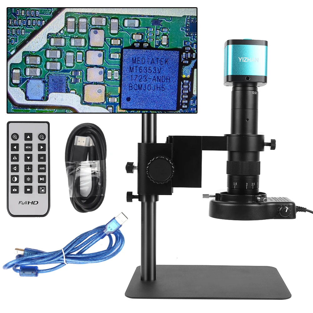 48mp HDMI Usb Microscope For Soldering Camera 4K Video Recording Remote Control 130x 180x Zoom Lens Optional Separate Camera