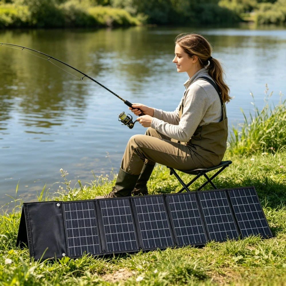 Cycling Fishing Camping Portable 90W 50W Foldable Solar Charger ETFE Waterproof Dual USB DC Output Outdoor Emergency Solar Power