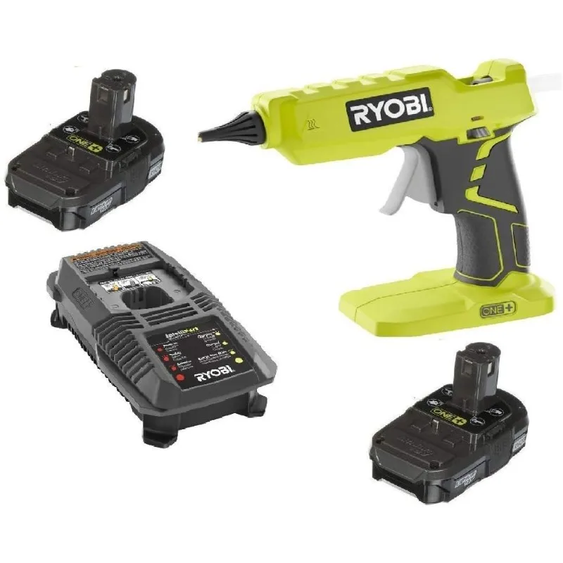 Ryobi One + 18Volt Lithium Ion Hot Glue Gun P305 + (2) Batteries P102 + Charger P118 (Bulk Packaged)