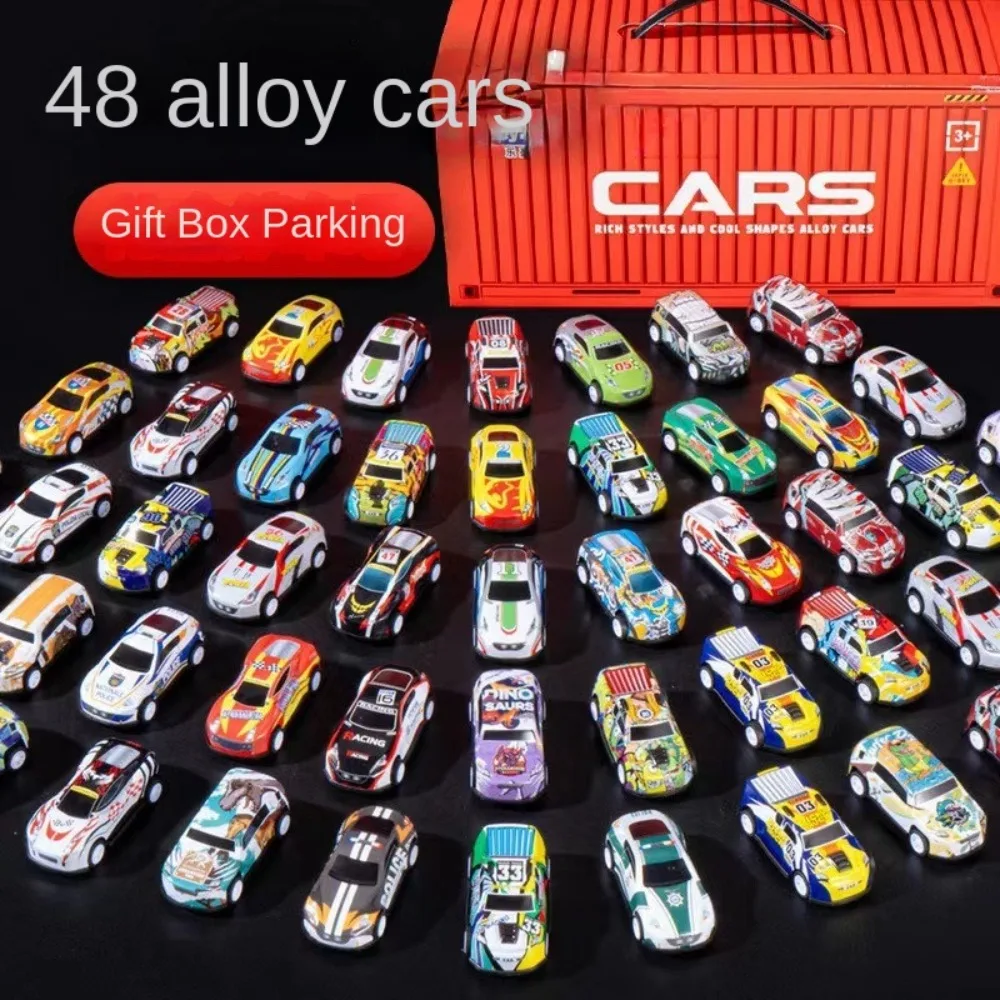 48 pezzi Nuovo set di mini auto in plastica Collezione di giocattoli Decorazioni per il desktop Inerzia Pull Back Cars Set di auto giocattolo classiche Regali di compleanno