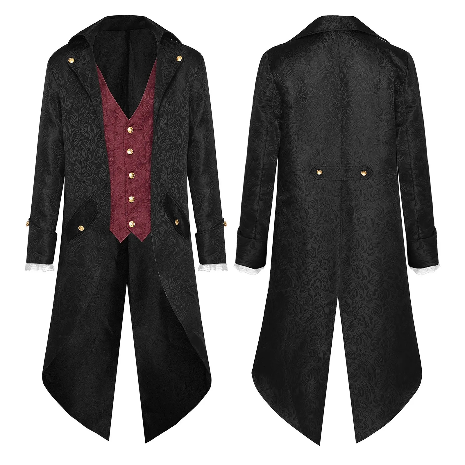 Disfraz Medieval de Halloween para hombre, chaqueta gótica Steampunk, abrigo de esmoquin victoriano, talla grande, novedad