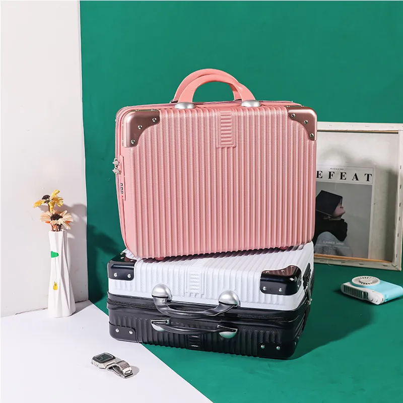 14 inch Mini Travel Cosmetic Box Hand Luggage Organizer Suitcase Makeup Case For Women Girls Small Password Box Boarding Case