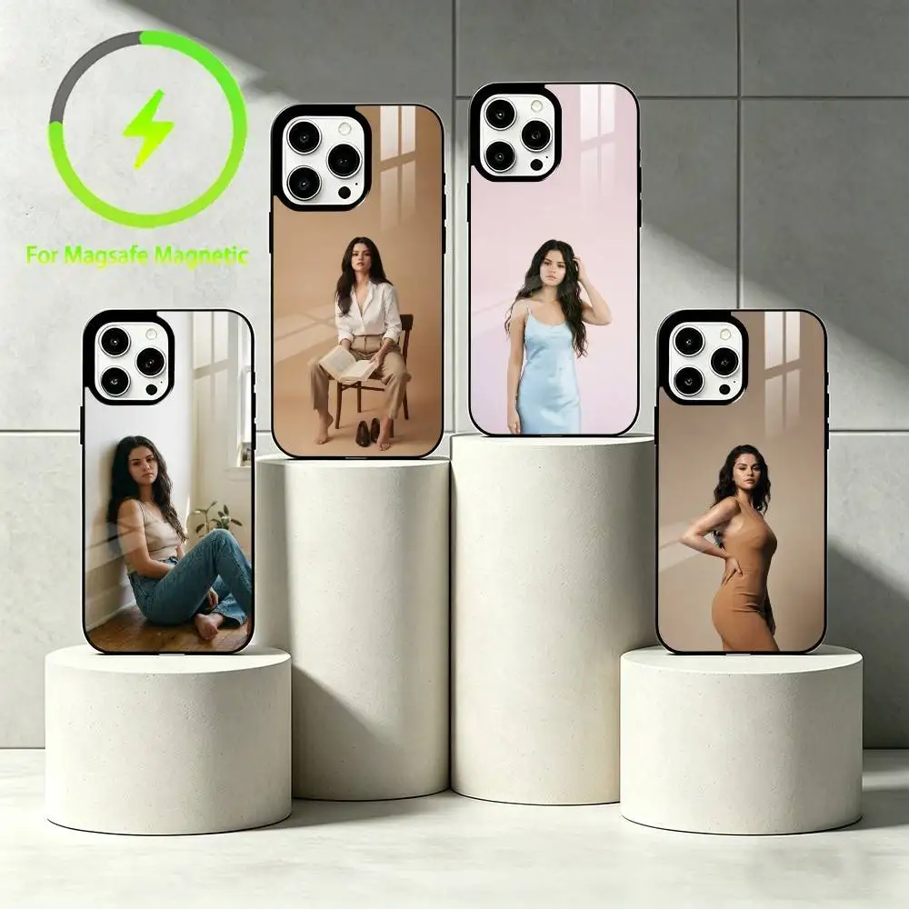 

S-Selena Gomez Phone Case For iPhone 17 16 15 14 13 12 Pro Max Plus for Mirror Wireless Magnetic Cover