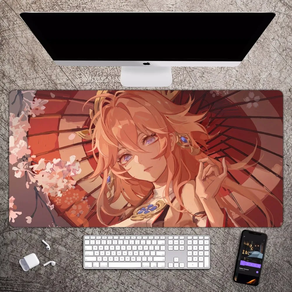 Yae Miko Mousepad Large Gaming Compute Gamer PC Keyboard Mouse Mat