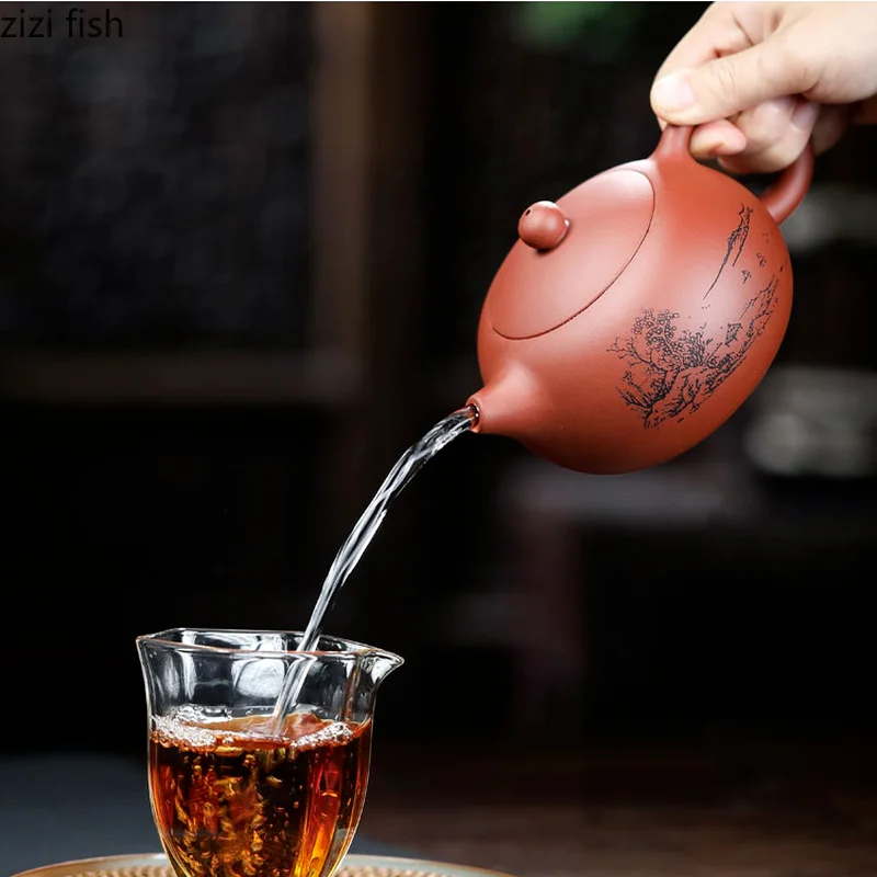 ييشينغ الأرجواني الطين إبريق الشاي 420 مللي إبريق الشاي براد شاي صانع الشاي طاولة القهوة صنع الشاي أداة Teaware اليدوية إبريق الشاي براد شاي هدية #3