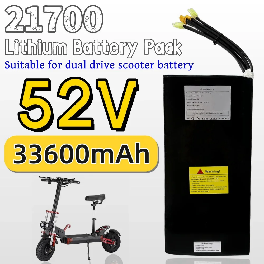 52V 33.6Ah/33600mAh 21700 14S7P Rechargeable Lithium Battery Pack Suitable For Dual Drive Scooter Battery