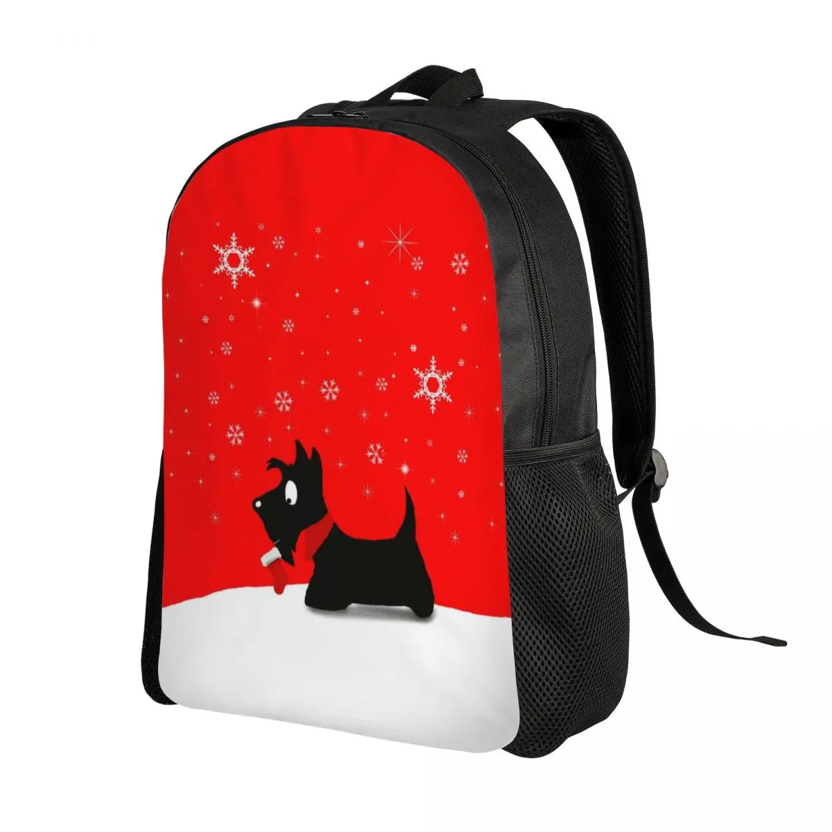 Holiday Scottie Dog Backpacks for Men Women Waterproof College School Scottish Terrier Bag Print Bookbags