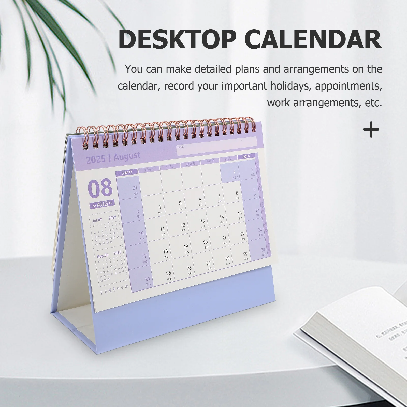 

Gold Foil Desk Calendar Minimalist Office Supply Standing Tabletop Decorative Calendar For Daily Use Thick Paper Sturdy Binding