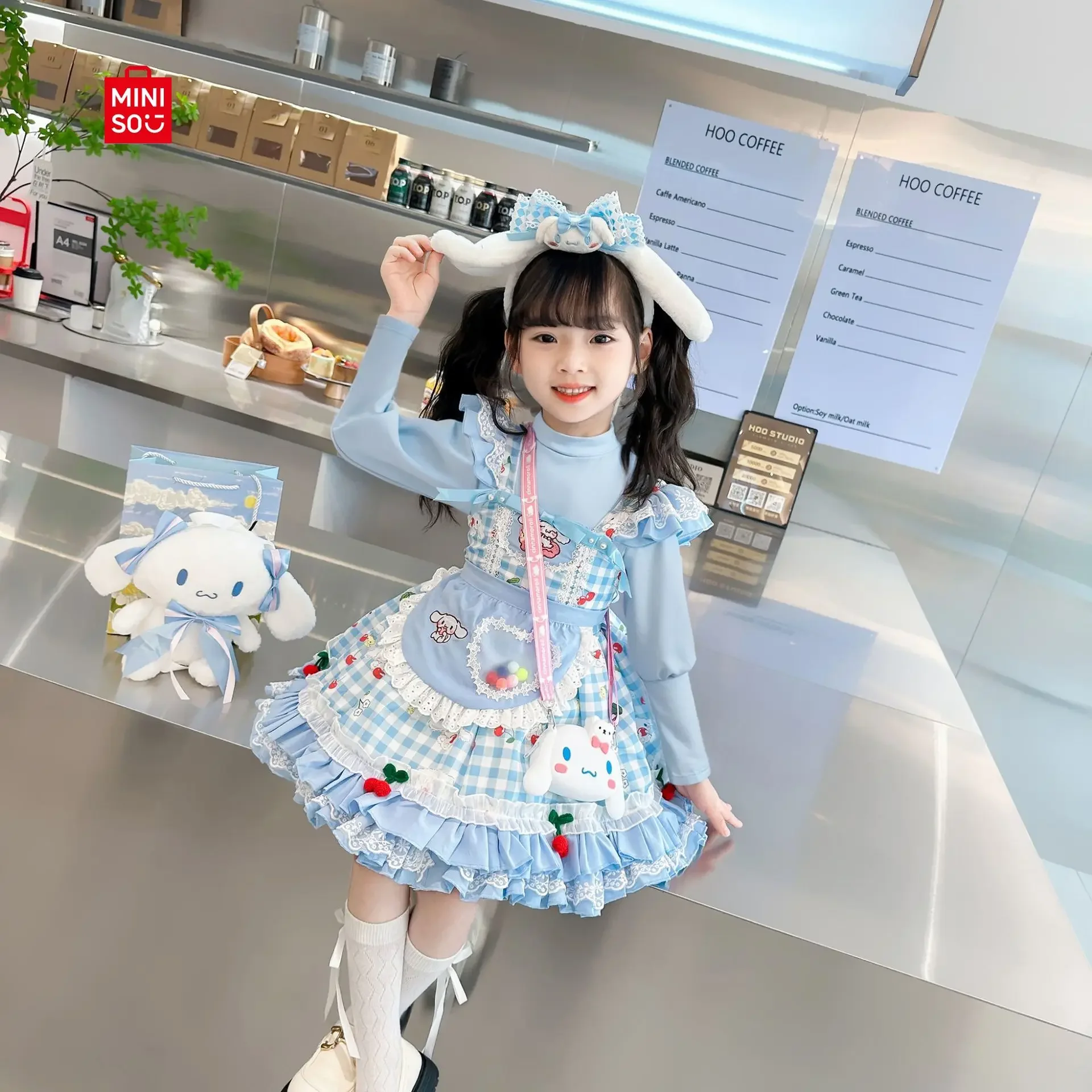 Sanrio Cinnamoroll dziecięca sukienka CosPlay Kuromi niebieska dziewczyna spódnica z paskiem moja melodia sukienka księżniczka sukienka prezenty