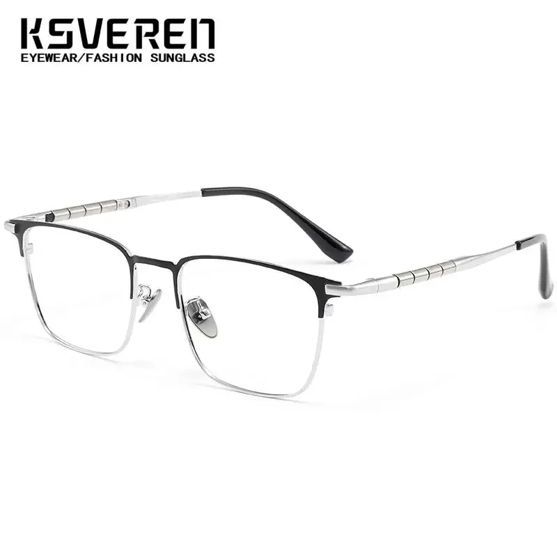 럭셔리 패션 안경 남자 레트로 스퀘어 티타늄 독서 안경 광학 처방 안경 프레임 0 +0.5 ~ +6.0