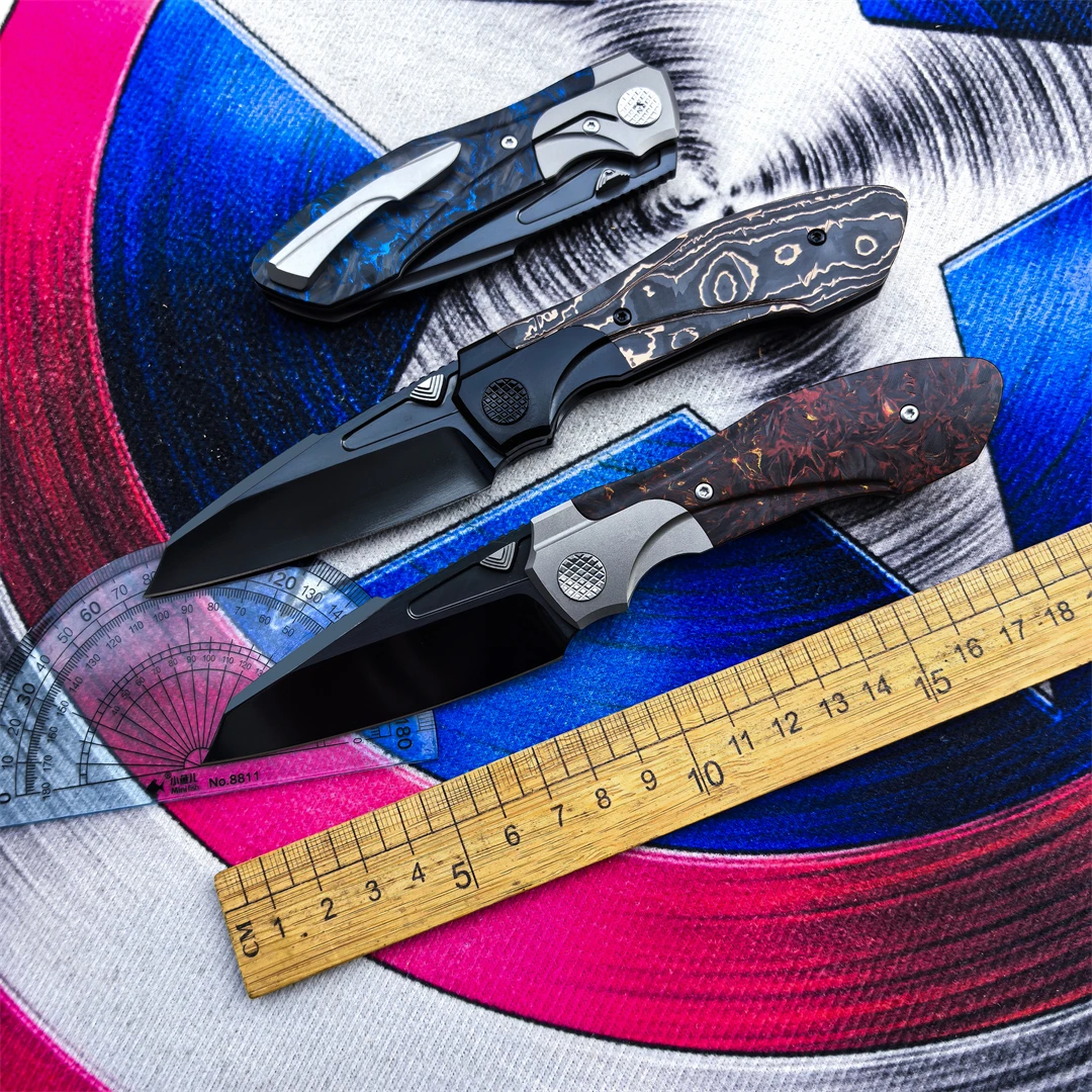 Customized Folding Knife M390 Steel CF Titanium Alloy Handle Camping Outdoor Hunting Rescue Defense Tool Fruit Knife
