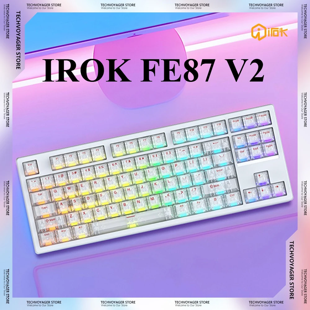 

IROK FE87 V2 Mechanical Keyboards Dual 8K SOCD Low Delay Custom Wireless Tri-Mode Gaming Keyboard PC E-Sports Accessories Gifts