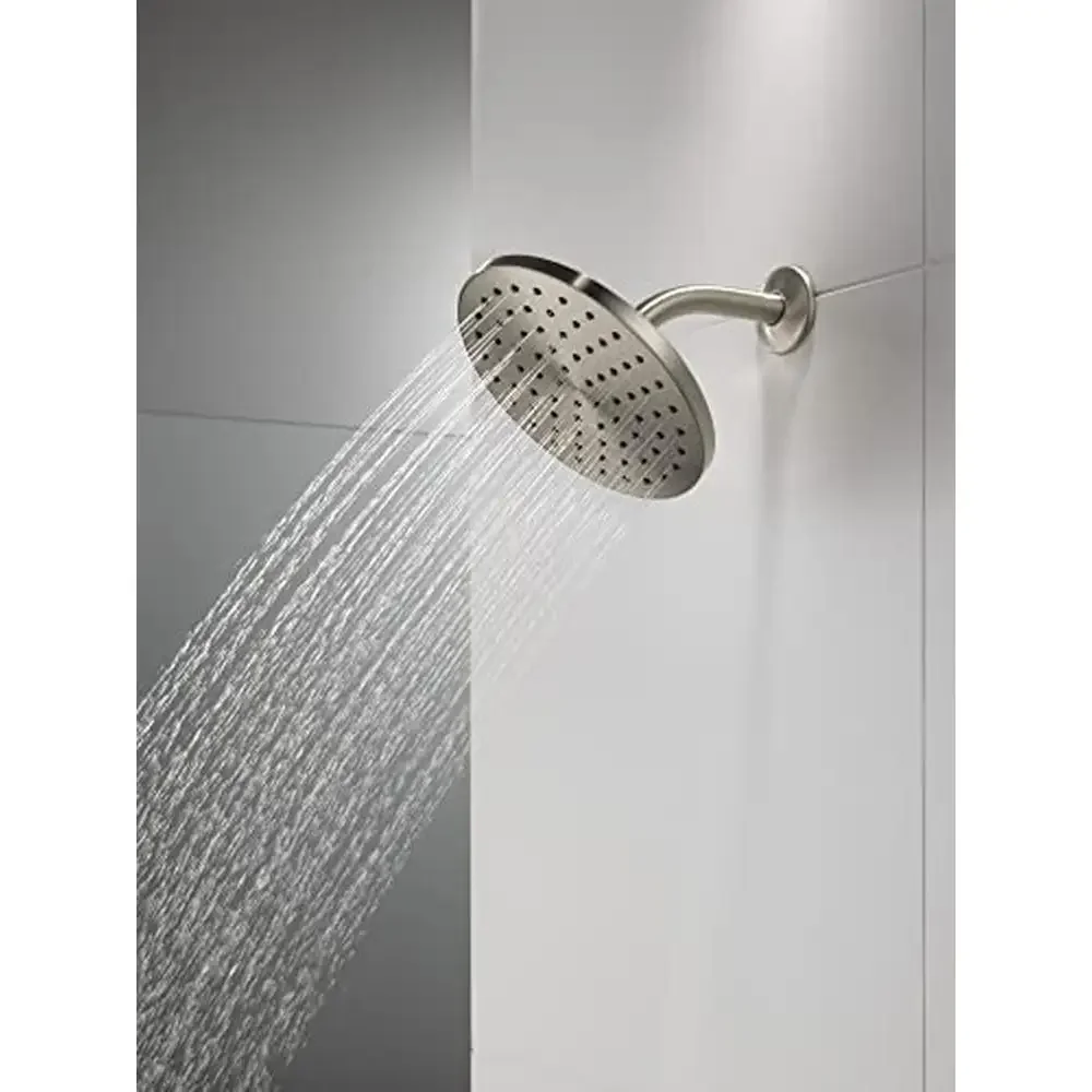 Brushed Nickel Universal Components Shower Head with Full Body Spray Easy Clean Rubber Spray Holes 36 Degree Swivel WaterSense