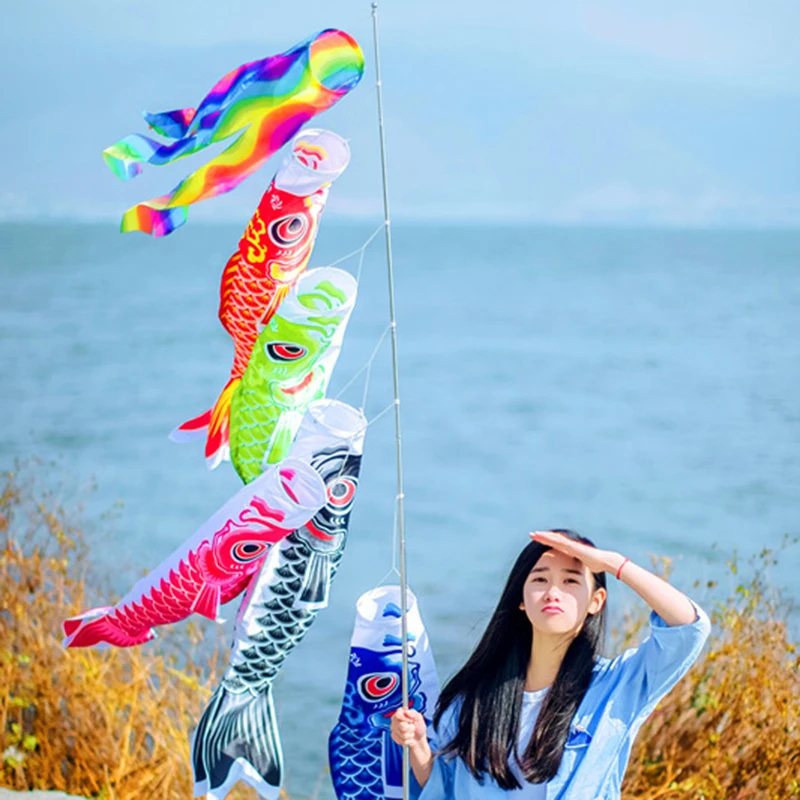 New Style 40/70/100 CM Fish Flag Kite Toy Koi Nobori Carp Wind Socks Koinobori Colorful Fish Flag Hanging Outdoor Toys for Kids