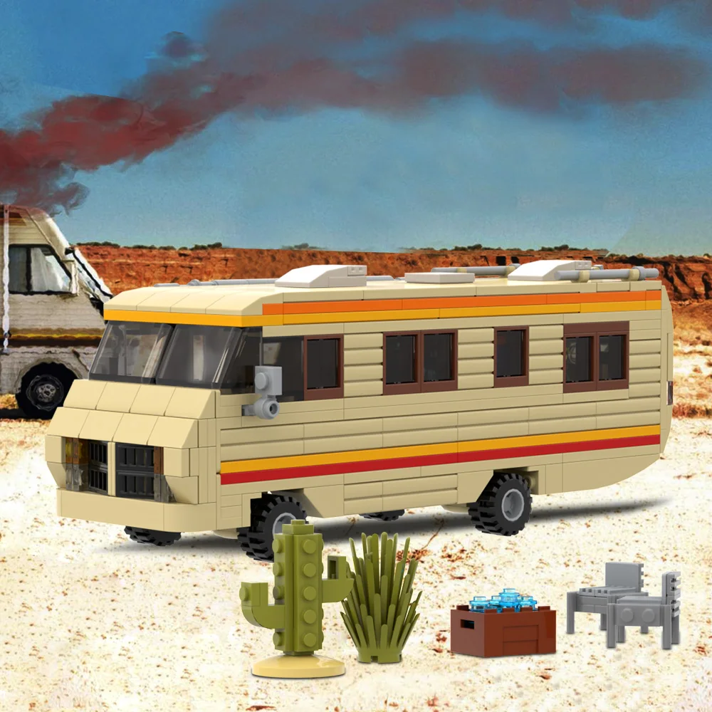 

MOC Breaking Bad RV Model Building Blocks Laboratory Cooking RV Mobile Car Travel Camping RV Architecture Bricks Toy Gift