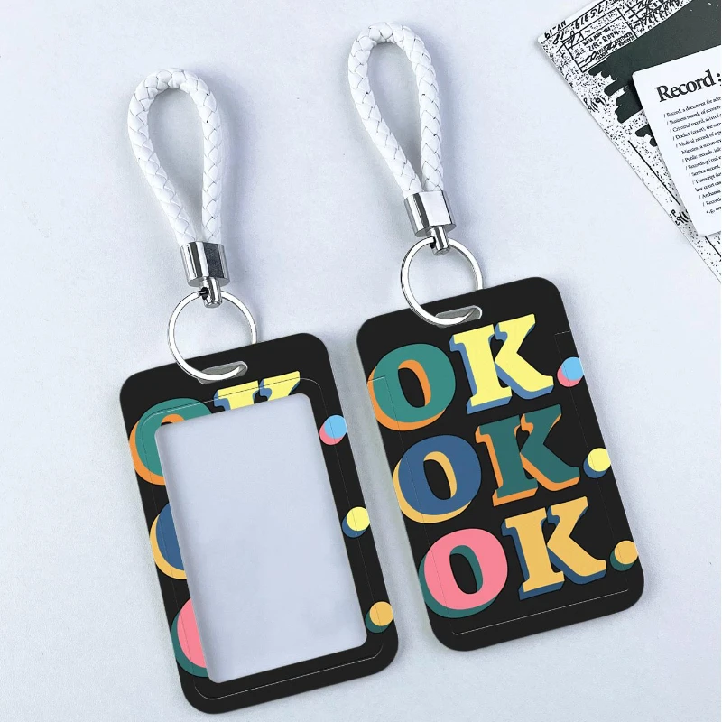 

Iridescent OK Transparent Card Holder Men Work Credential Case Gift Boy ID Card Holder Door Card Case Lanyard Photo Protector