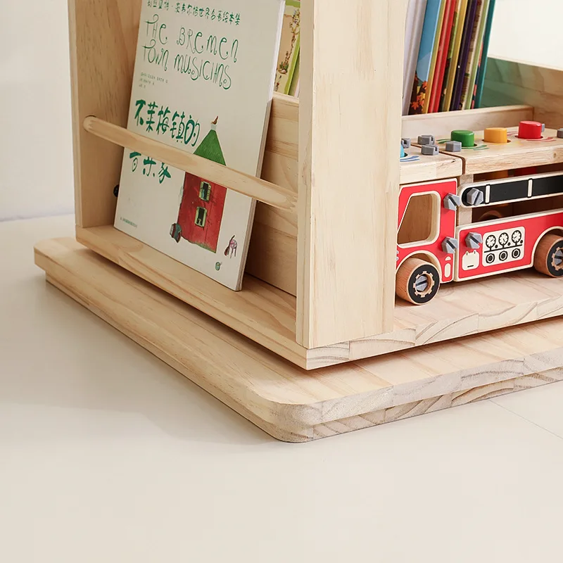 360 Rotating Bookcase Solid Wood Vertical Rotating Floor-to-ceiling Bookcase Baby Reading Area Bookcase Picture Book Rack
