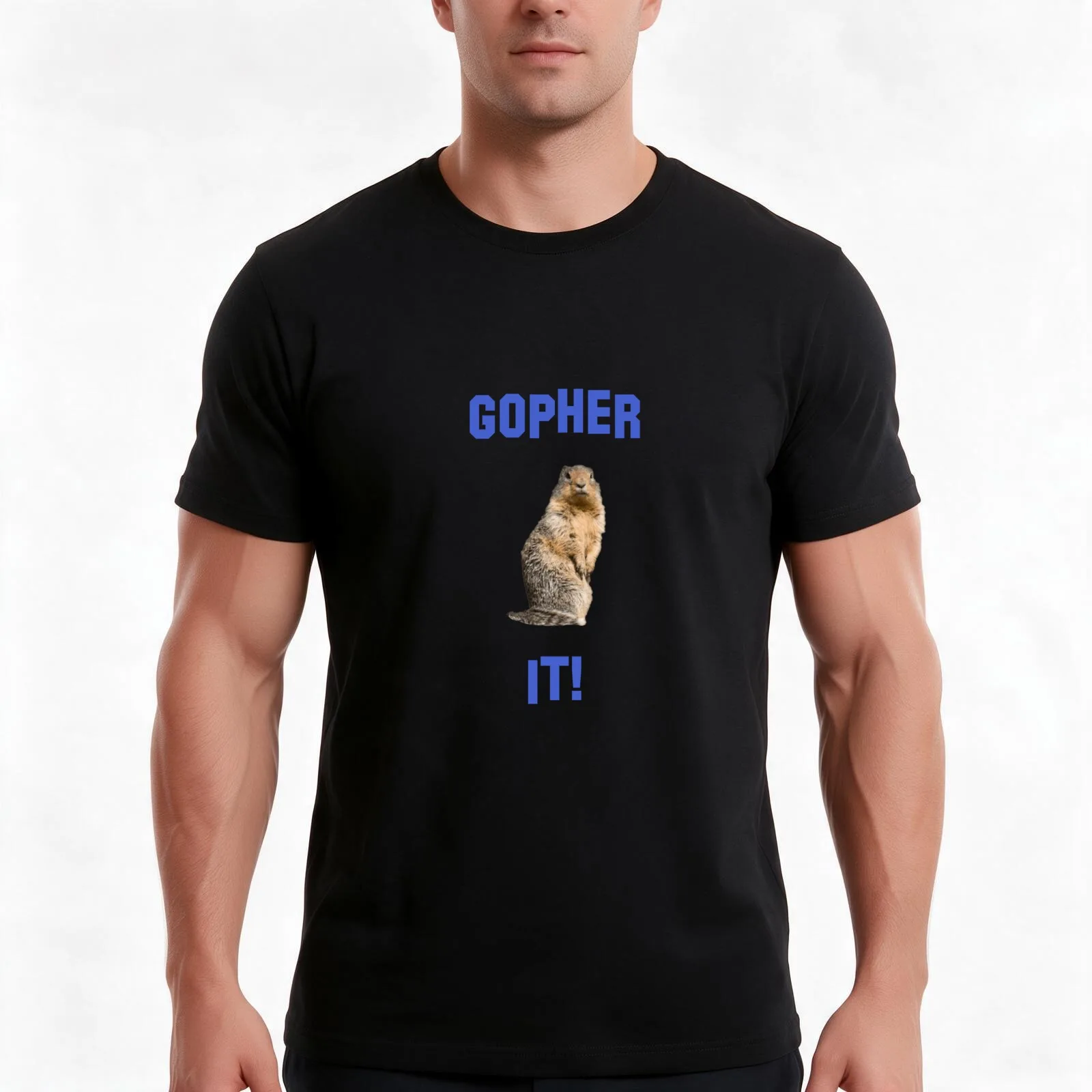 Gopher it - Pun Design T-Shirt, Summer Casual Cotton Tee, Oversized Streetwear Tops, Vintage Graphic Print, Unisex Men Women