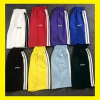 Rainbow Weave Belt Shorts Loose Fit Five Inches for Men And Women Casual Palm Tree Pattern High Street Style Couple Pants