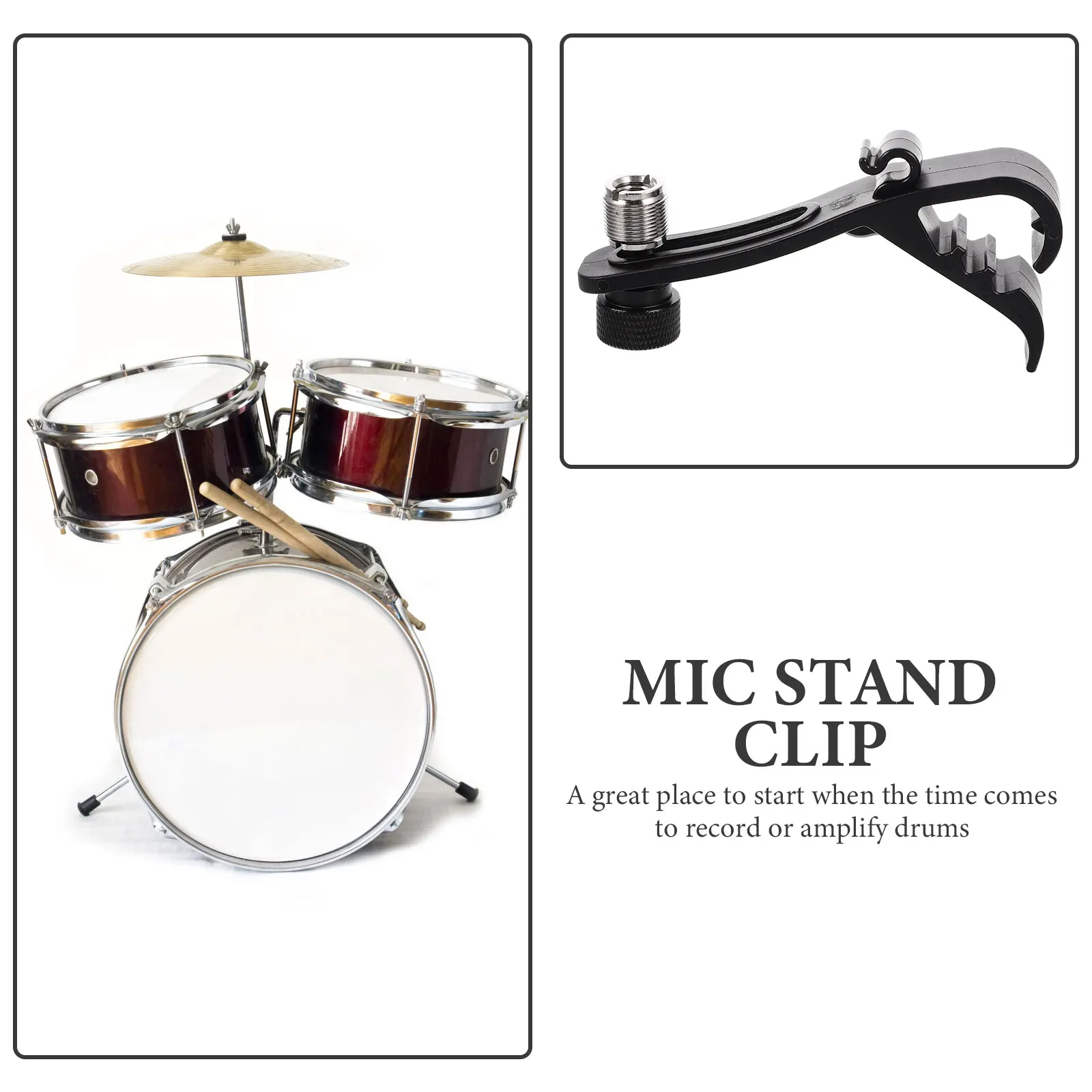 

4pcs Black Drum Microphone Shockproof Clip Plastic Alloy Holder Rim Clamp for Standard Drum Set Lightweight Portable Most