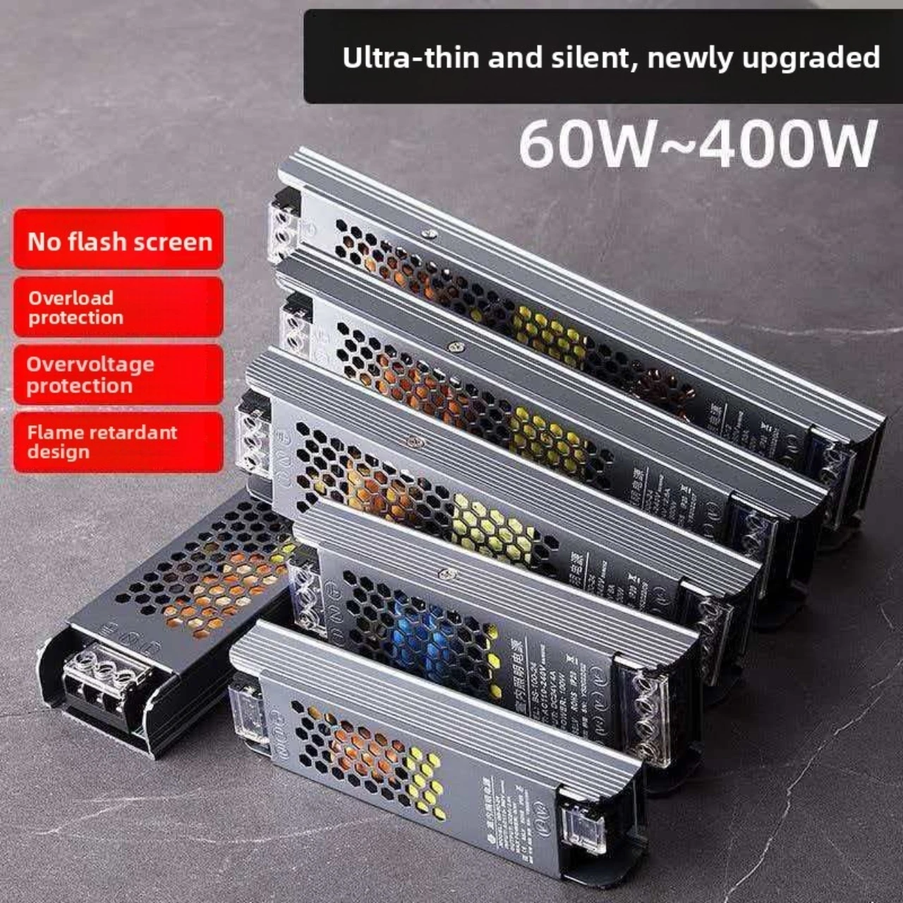 

LED Power Supply AC190-240V DC12V 24V Mute Lighting Transformer LED Converter Light Driver Power Adapter 60W 100W 200W 300W 400W