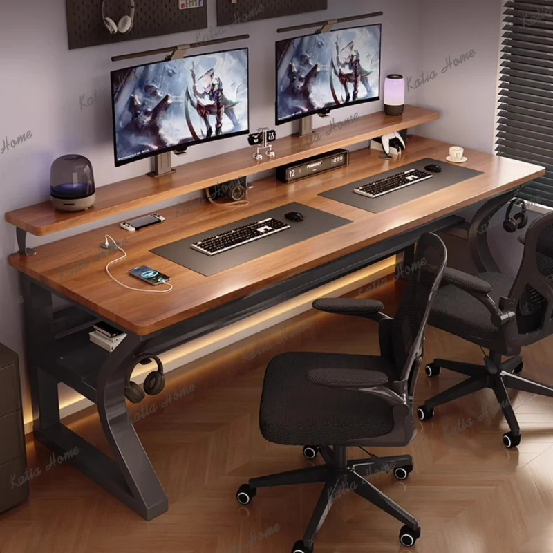 YJ  Wooden Designer Modern Office Desks Luxury Home Writing Large Laptop Computer Desks Gaming Standing Escritorio Furniture