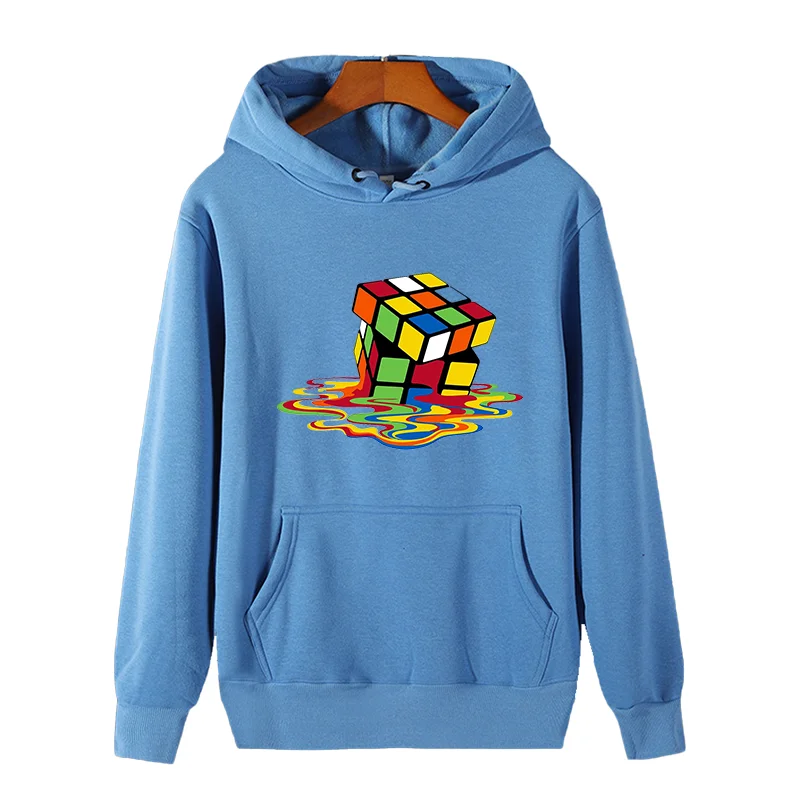 Melting Rubik`s Cube Game Classic graphic Hooded sweatshirts cotton thick sweater hoodie winter fleece hoodie Men\'s sportswear