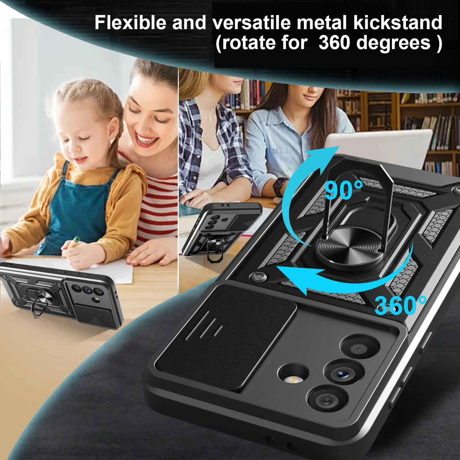 لهاتف سامسونج جالاكسي A56 5G حافظة مدرعة مضادة للصدمات لهاتف جالاكسي a56 غطاء حماية بحلقة حامل مغناطيسي للسيارة