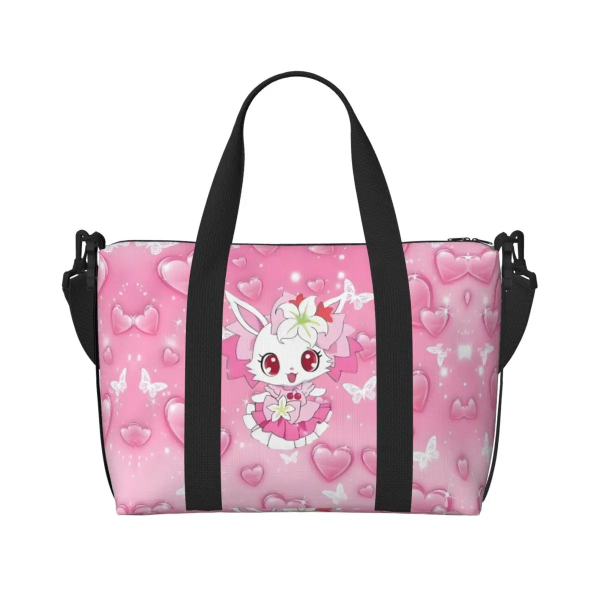 

Custom Sanrio Anime Jewelpet Grocery Shopping Tote Bags Women Big Capacity Cartoon Kawaii Beach Gym Travel Bags