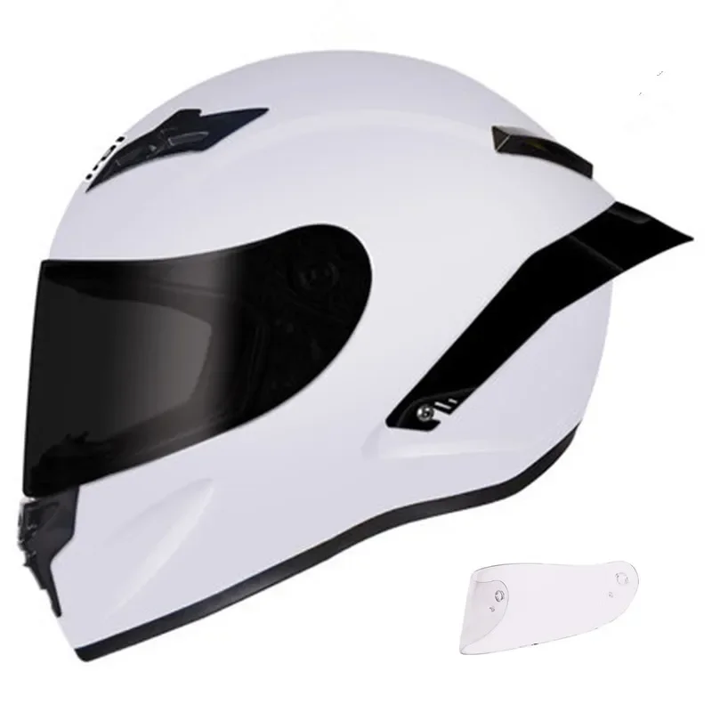 Full Face Motorcycle Helmet with Dual Shield Tail Protection Extra Safety Lens Included in Sizes S M L XL for Enhanced Comfort