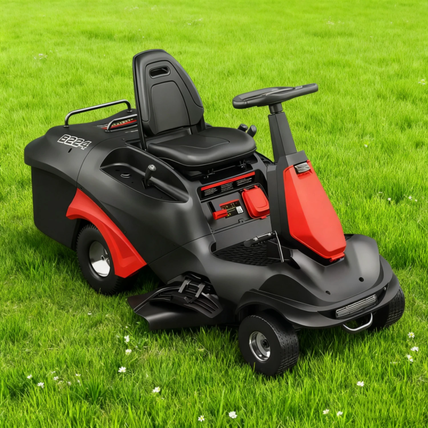 جزازة العشب المثبتة على التثبيت مع جزازة العشب اللاسلكية ذات عزم دوران عالي ودلو جمع العشب لاستخدام الحديقة