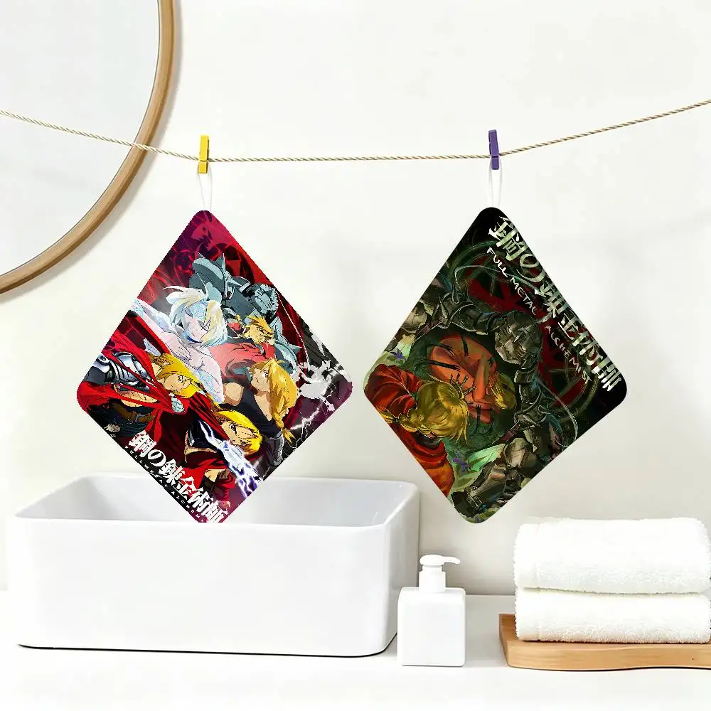 Fantasy Anime F-Fullmetal Alchemist Polyester Cotton Hanging Hand Towel, Super Absorbent Hand Wiping Towel for Daily Household