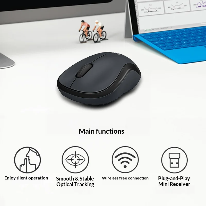 Mouse ottico wireless silenzioso M220 Logitech, risposta rapida, wireless per uso domestico e in ufficio