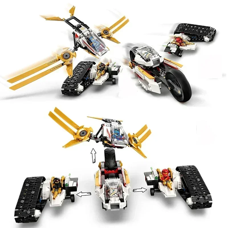 725pcs Ultra Sonic Raider Building Blocks 4in1 Chariot Airplane Motorbike Compatible 71739 Bricks Toys Boys Gifts