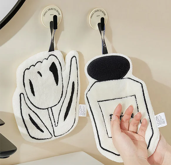 Perfume Style Hanging Hand Towel Bathroom Kitchen Thickened Flower Absorbent Towel Quick-drying Creative Household Hand Towel