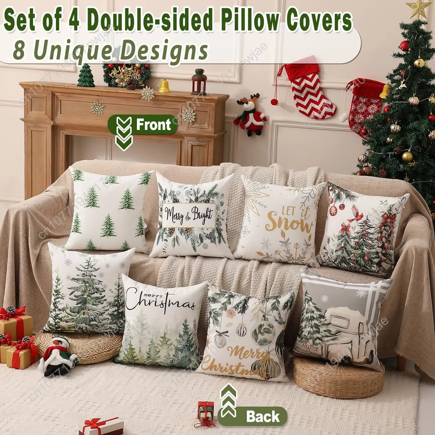 Double-Sided Print Christmas Pillow Covers 18