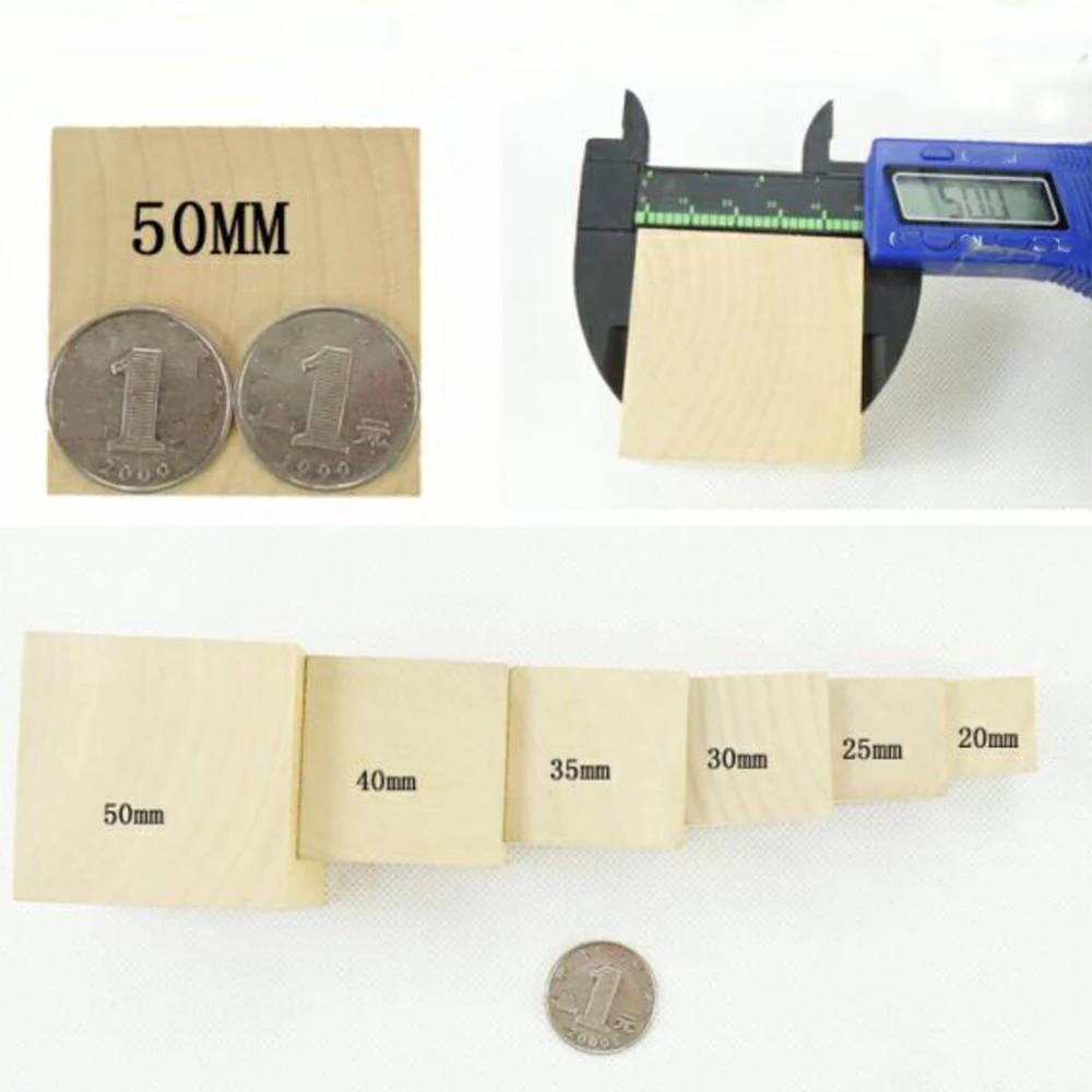 1-100Pcs Wooden Square Blocks 8x8x8mm 10x10x10mm-60x60x60mm Wood Solid Cube For Woodwork Craft Kids Toy Puzzle Making Material