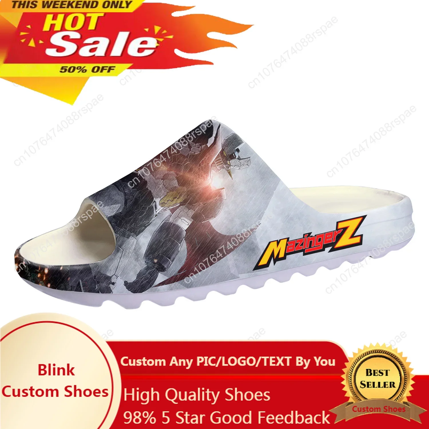 

Mazinger Z Cartoon Manga Anime Soft Sole Sllipers Home Clogs Customized Step On Water Shoes Mens Womens Teenager Step in Sandals