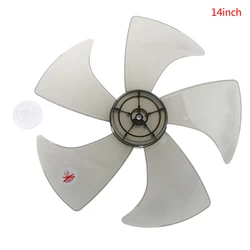 1pc 14 Inch Plastic 5 Leaves Fan Blade with Nut Cover Fan Blades For Pedestal Fan