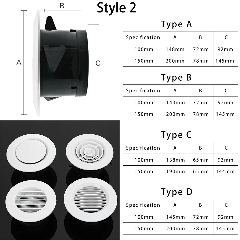 شبكات التهوية القناة ، غطاء تنفيس الهواء ، صمام مصبغة استخراج ، دائم غطاء فتحات دوران الهواء ، ديكور المنزل ، 75 مللي متر ، 100 مللي متر ، 150 مللي متر