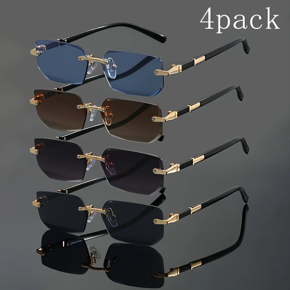 4 قطعة الرجال/النساء متعدد الألوان شخصية عادية بدون شفة نظارات مربعة للحياة اليومية في الهواء الطلق عطلة الشاطئ الشارع التصوير الفوتوغرافي #2