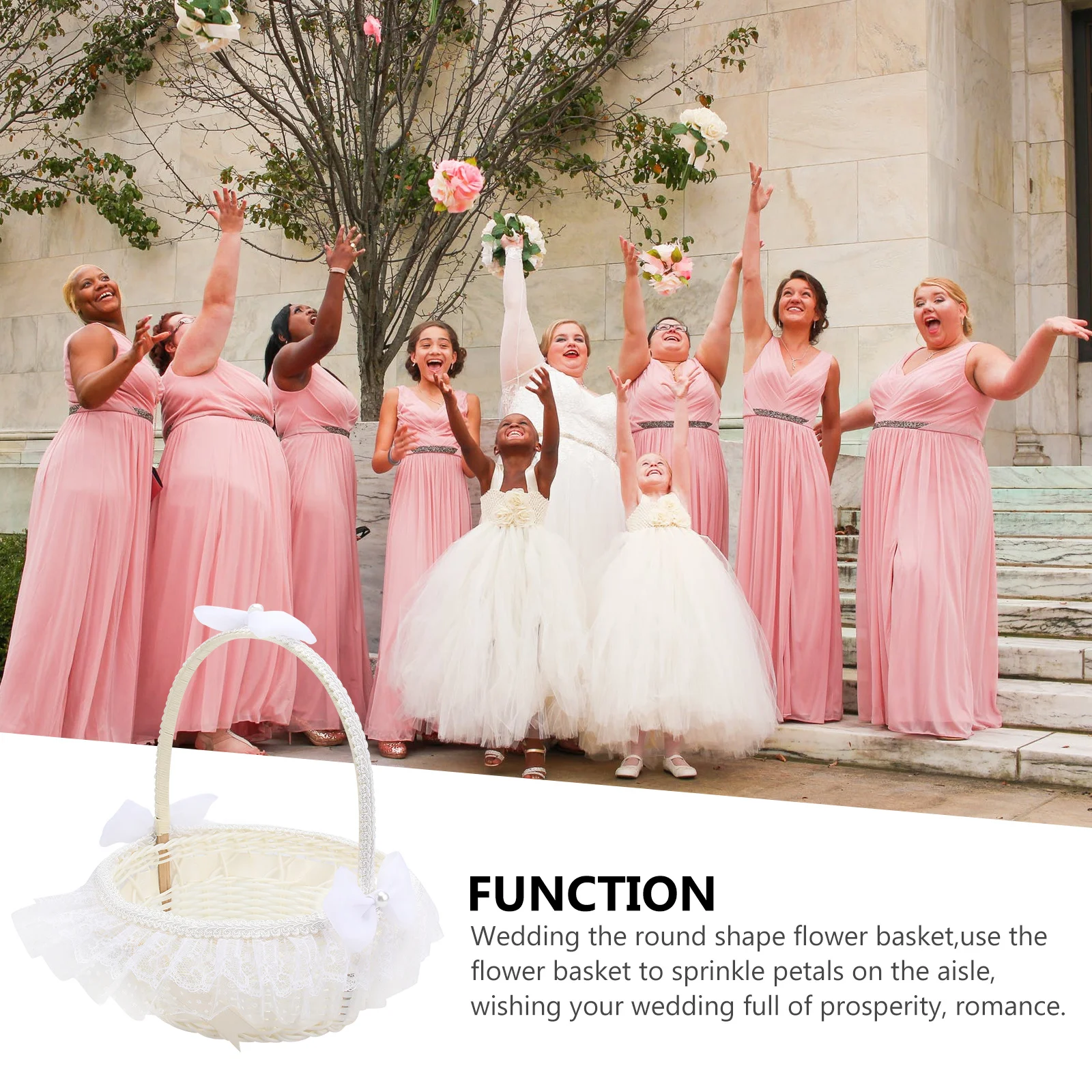 

1pc Wedding Flower Basket Woven Lightweight Portable Flower Girl Basket For Bridal Party Event Decoration Small Baskets