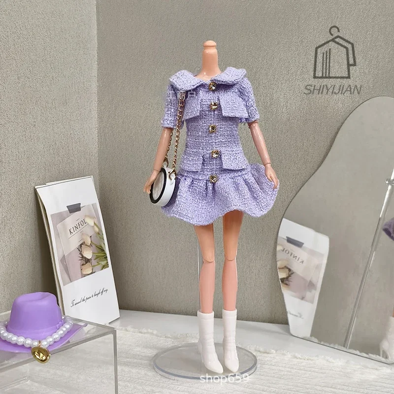 

Doll clothes suitable for 30cm/11.5inch girl dolls, purple dress, elegant and fashionable dress for a lady