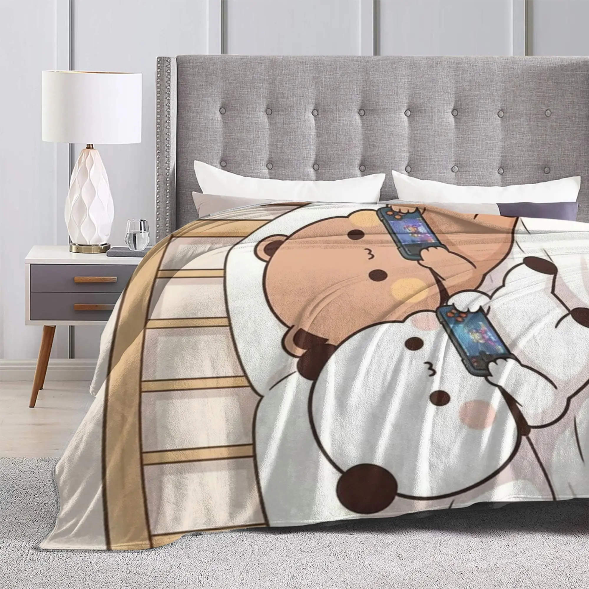 Cartoon Panda Bubu Dudu Wool Blankets  Customized Throw Blanket for Home 150*125cm Quilt