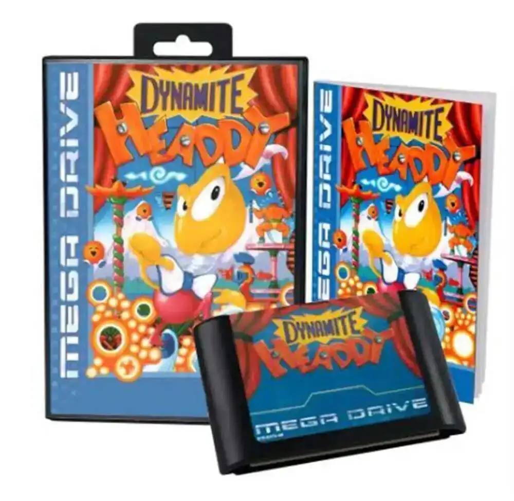 رأس ديناميت ساخن مع صندوق ودليل لنظام Genesis لخرطوشة ألعاب Sega MD 16 بت