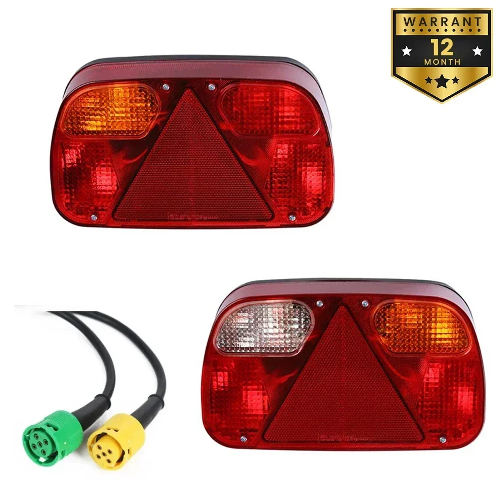 2 Pack 12V Car Trailer Tail Light Rear Stop Brake Fog Light Signal Lamp Wiring Harness 5 Core Cable For Truck  Caravan Lorry Van